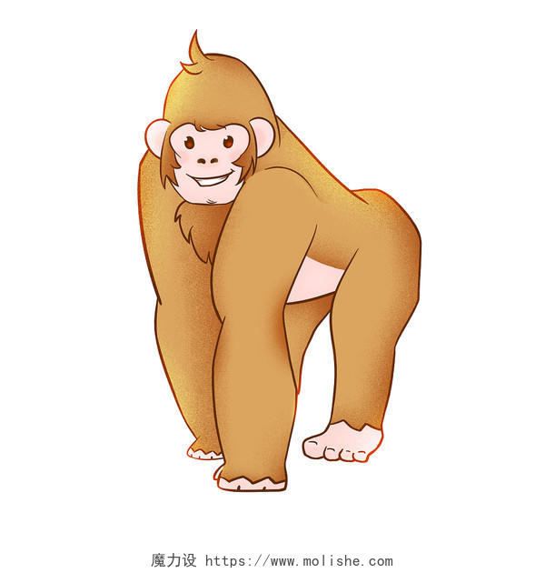 大猩猩动物世界卡通动物国潮手绘免抠素材大猩猩元素
